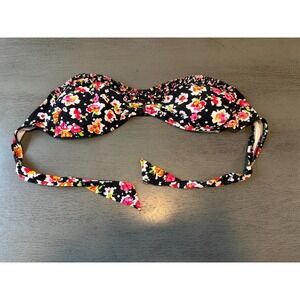 black floral strapless KENNETH COLE REACTION  swimsuit bikini top size  XL